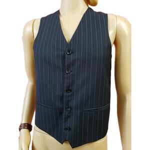 Ferrecci Uomo Formal Men's Striped Black Vest Size 16 Black